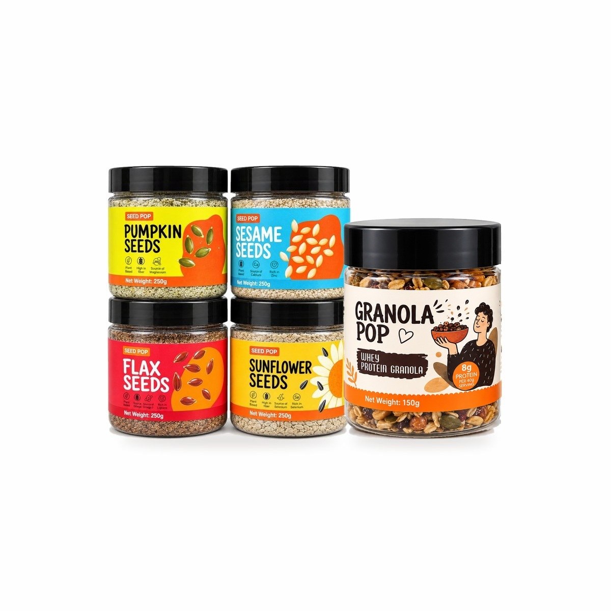 Seed Cycling Kit with Whey Protein Granola bundle