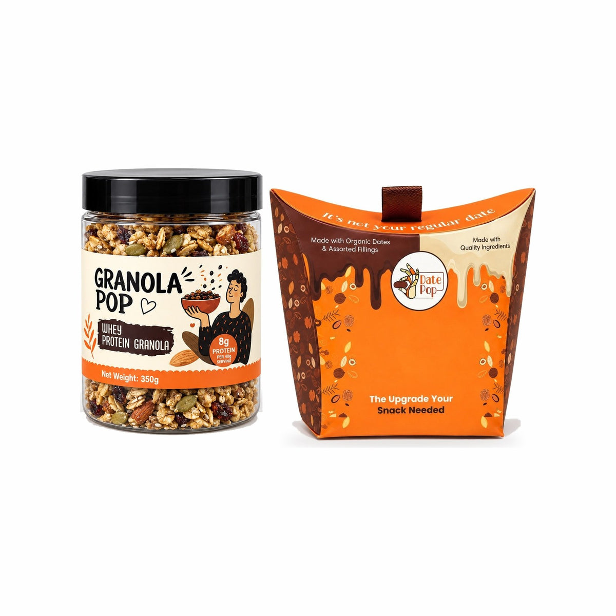 The Fit Pair: Dark Almond dates Snack Box and Whey Protein Granola