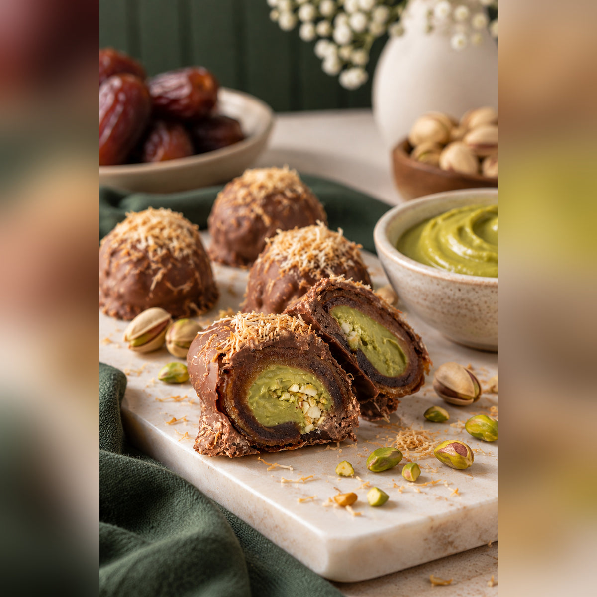 Snack Box of 12 Kunafa Pistachio chocolate dates