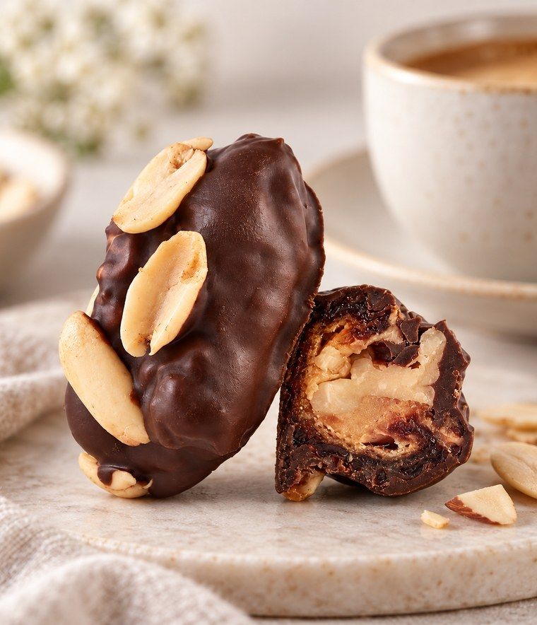 Peanut Butter Walnut, a chocolate coated stuffed date