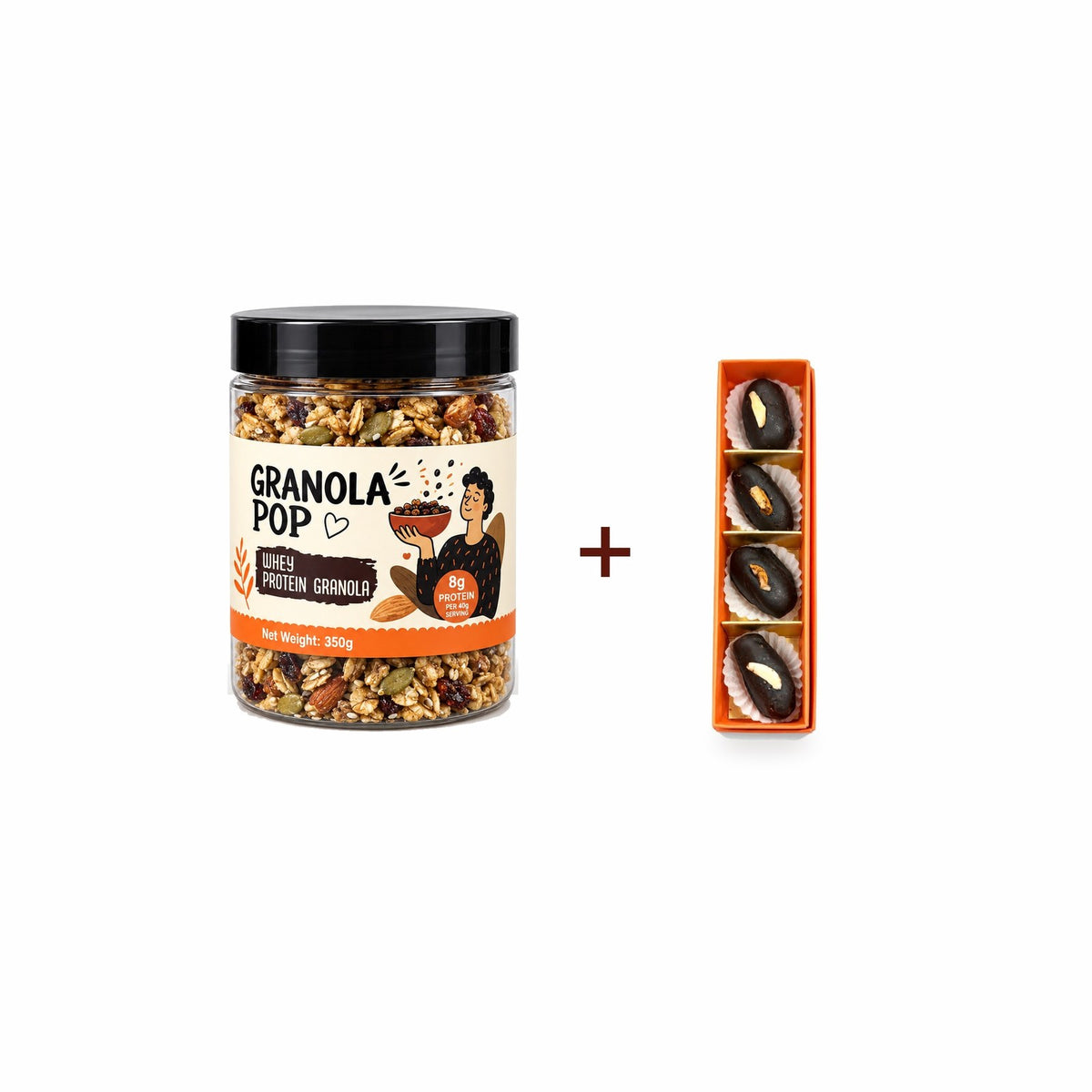 Fit Pair Mini: Dark Almond Mini Box and Whey Protein Granola