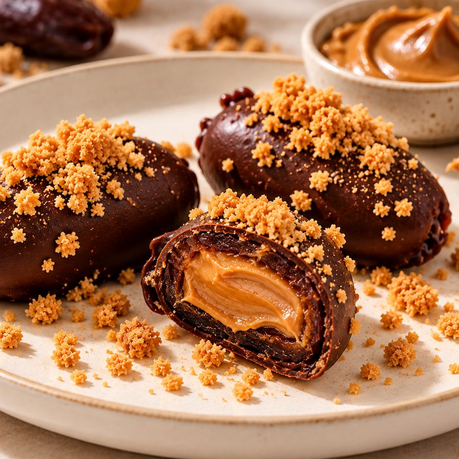 Lotus Style Dates by Date Pop: chocolate coated stuffed dates with speculoos crumb