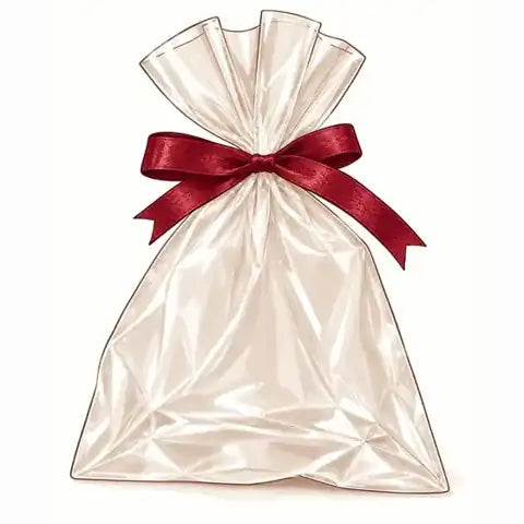 Clear favour bag with a red ribbon