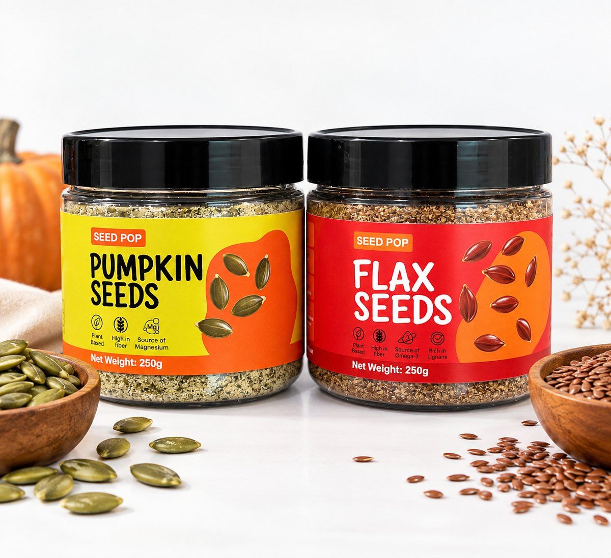 Flax and pumpkin jars, the follicular pair