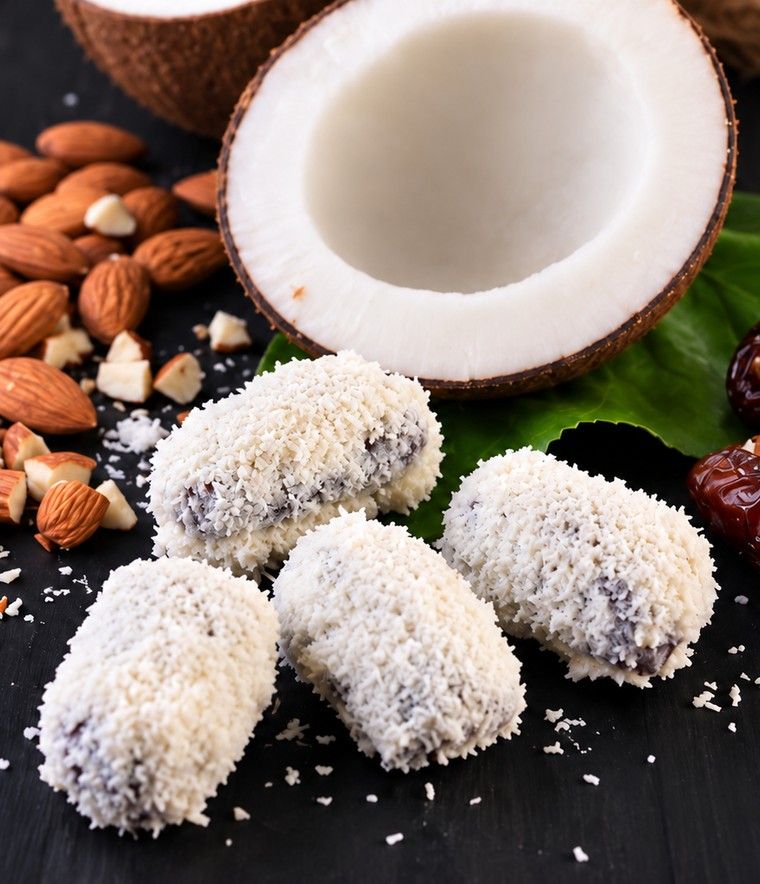Coconut Almond, a chocolate coated stuffed date