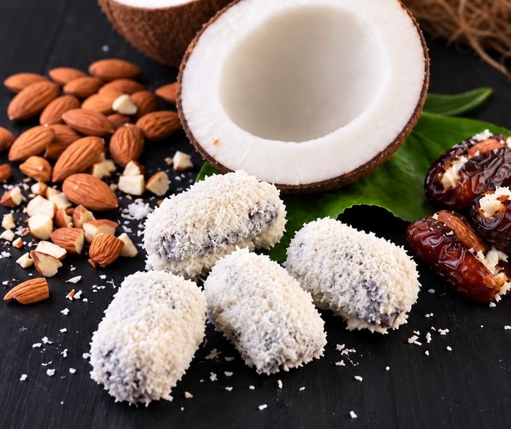 Coconut Almond chocolate stuffed date